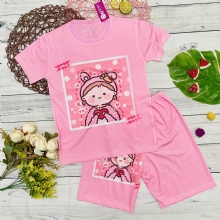 Bộ thun lạnh họa tiết bé gái