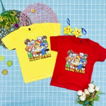 Áo thun màu in hình Hero Team cho bé