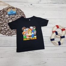 Áo thun màu in hình Hero Team cho bé