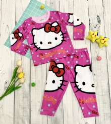 Bộ tay dài Kitty Hồng